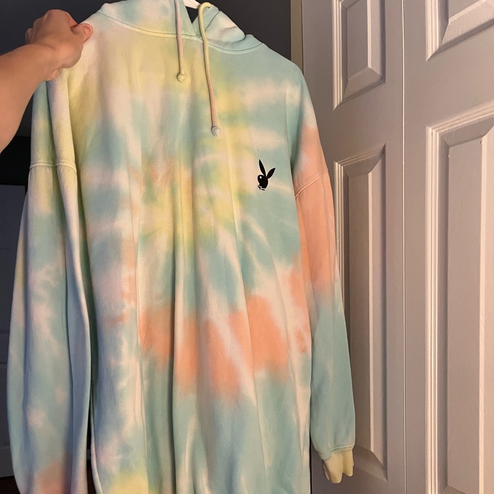 Missguided playboy tie-dye hoodie LONG